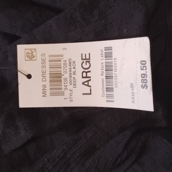 Inc. Womans Deep Black Shoulder Straps, V-Neck Mini Dress, Size L, NWT - Picture 6 of 14